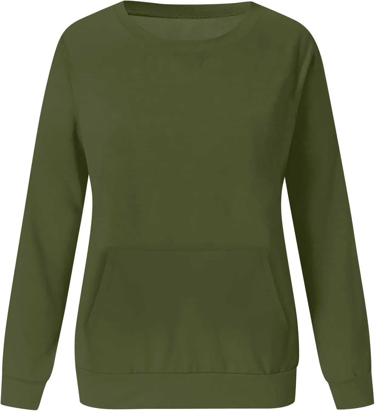 Women's No Hood Sweatshirt with Pocket Crewneck Pullover Shirts Casual Cute Fall Tops Solid Loose Fit Active Sweater T Shirt