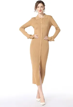 Women's Open Front Sweater Dress Long Sleeve Cardigan Outwear Green Dress for Women Button Down Fall Dress Sexy Bodycon Knit
