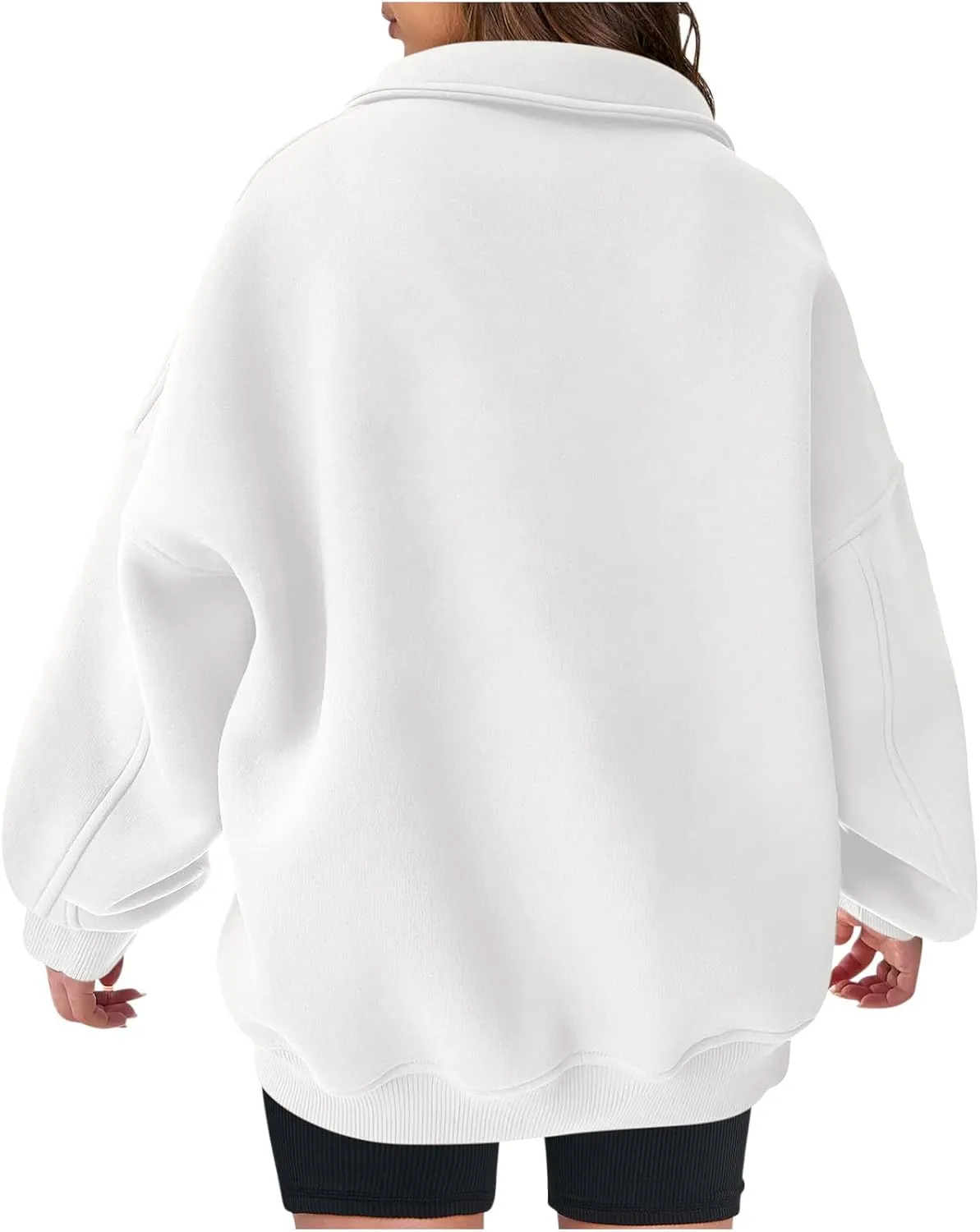 Women's Oversized Quarter Half Zip Hoodies Sweatshirt,Casual V Neck Long Sleeve Pullover Tunic Comfy Basic Tops