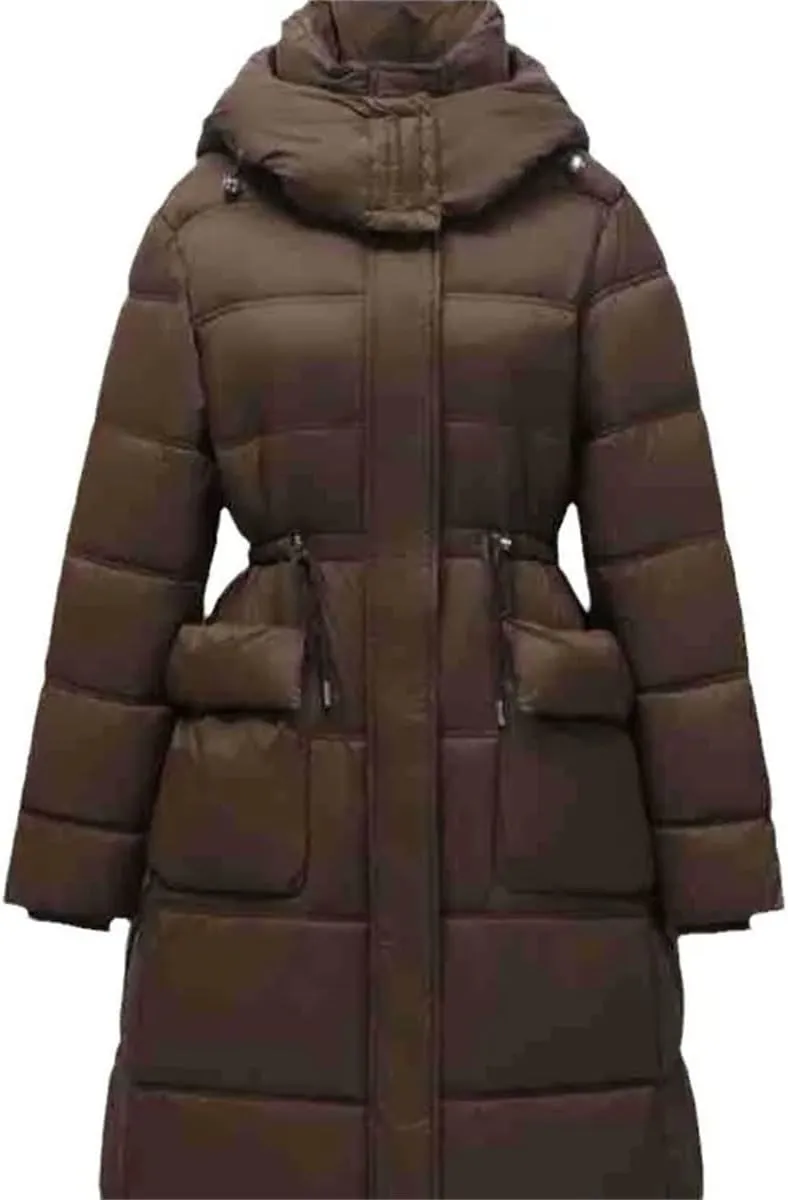Women's Padded Jacket Female Hooded 2 Pocket Thicken Warm Long Cotton Jacket Collor Parkas Coats