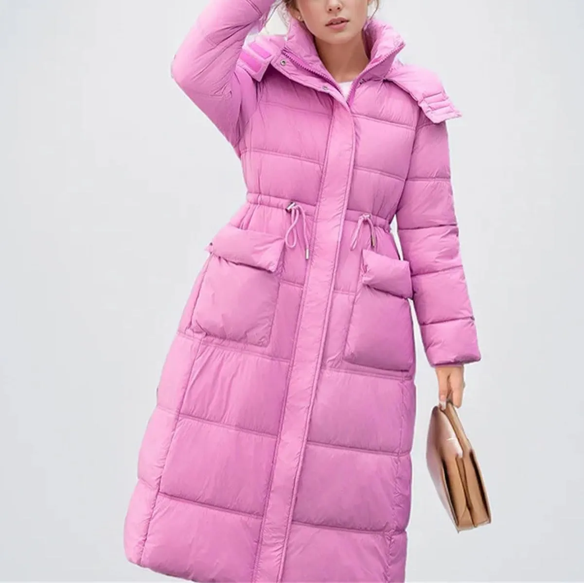 Women's Padded Jacket Female Hooded 2 Pocket Thicken Warm Long Cotton Jacket Collor Parkas Coats