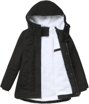 Womens Parker Coat Cotton-Padded Jacket For Women Thickened Jacket Casual Hooded Coat