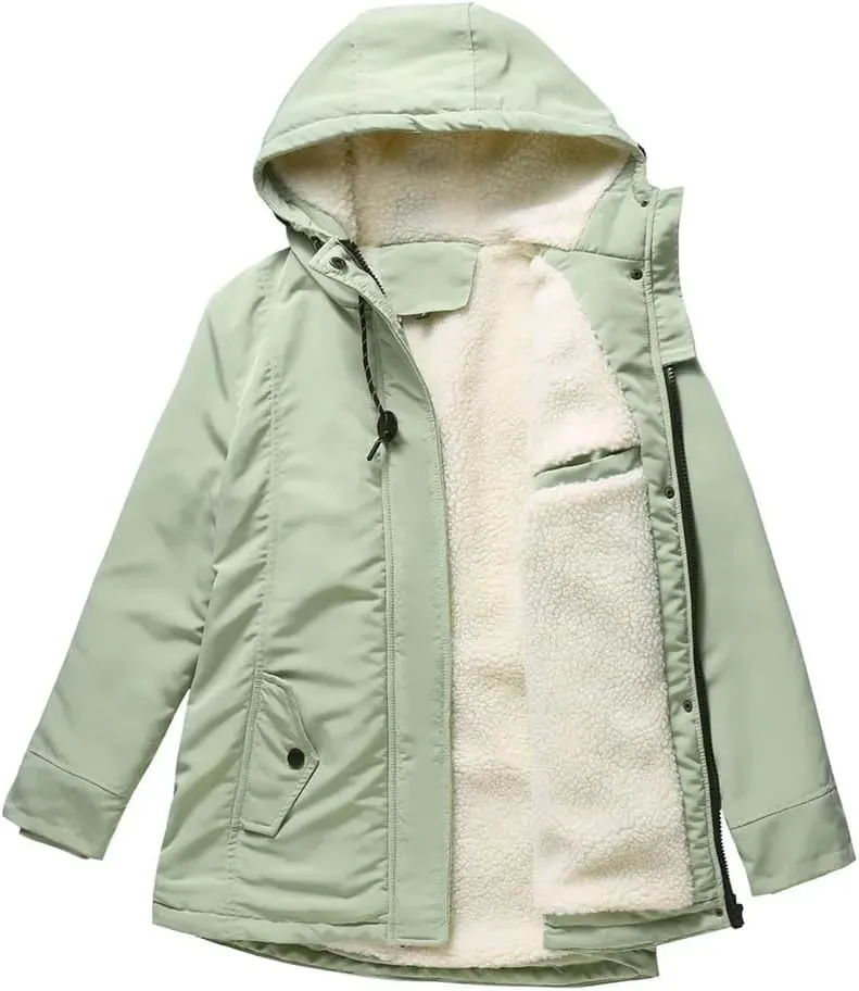 Womens Parker Coat Cotton-Padded Jacket For Women Thickened Jacket Casual Hooded Coat