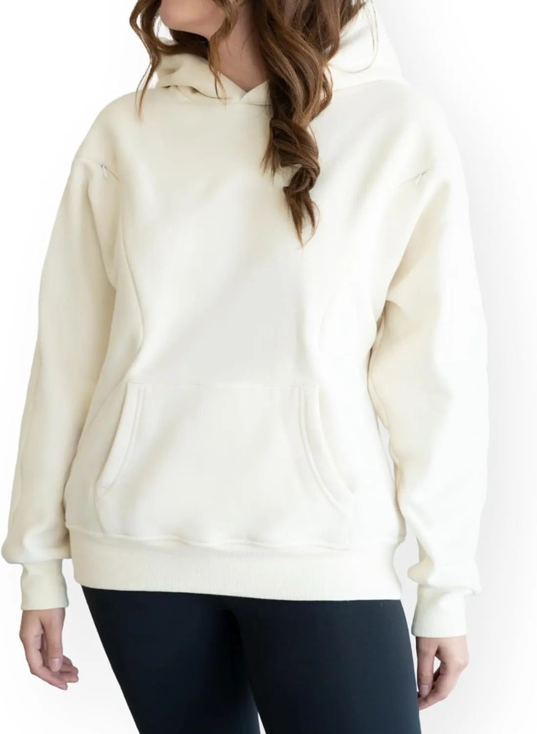 Women's Postpartum Nursing Hoodie, Breastfeeding Sweatshirt with Zippers.