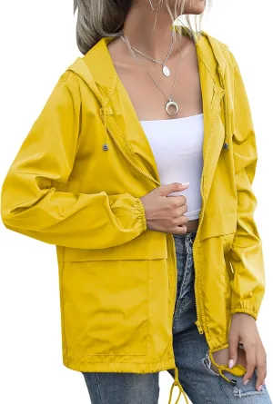 Women's Raincoats Windbreaker Rain Jacket Waterproof Lightweight Outdoor Hooded Trench Coats S-XXL