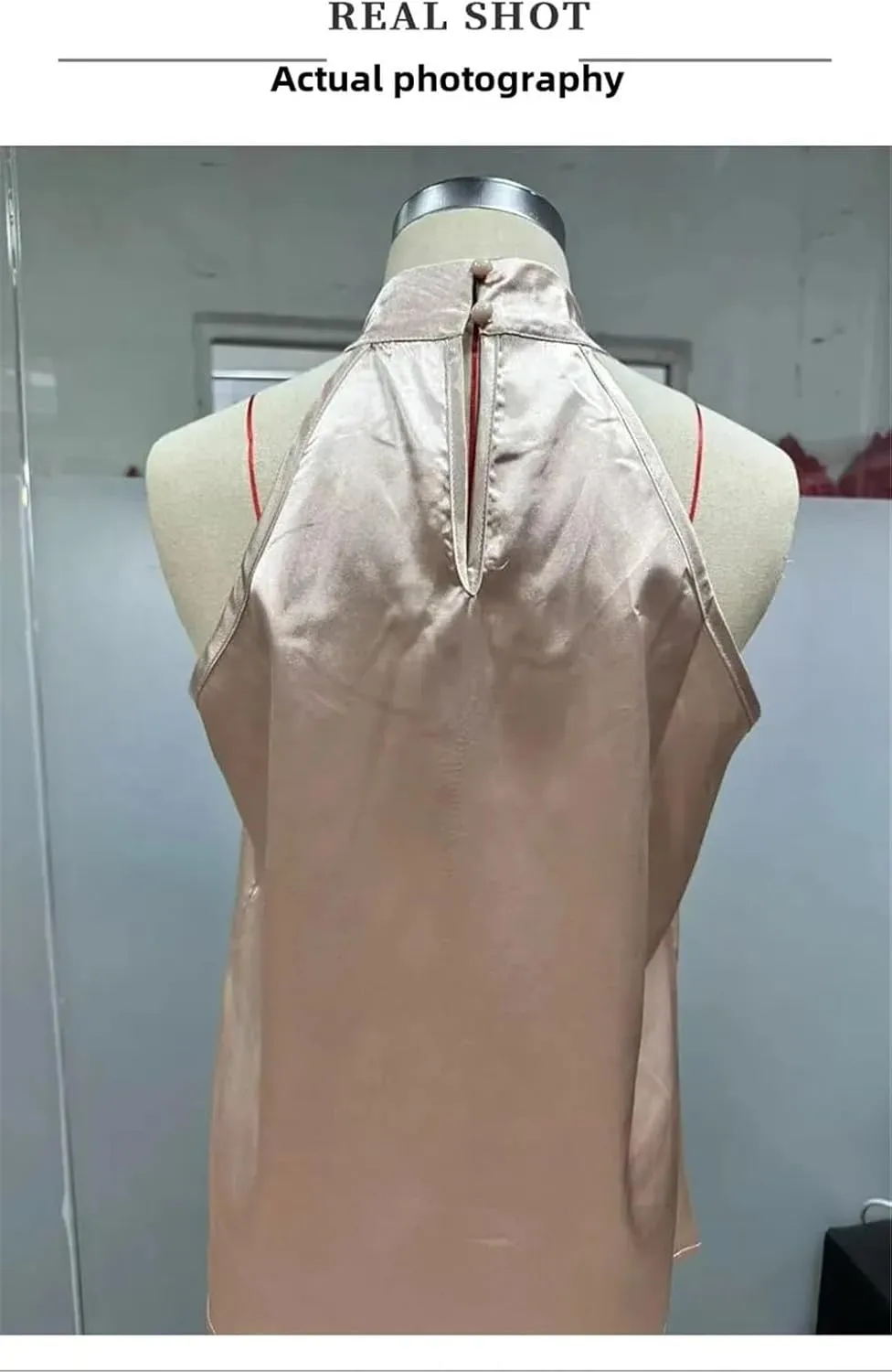 Women's Satin Halter Tank Spring Summer Casual Camisole Sleeveless Button Top