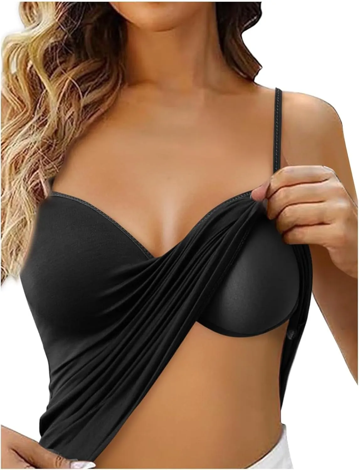 Women's Shelf Bra Camisole Tops Built in Bra Spaghetti Strap Workout Yoga Shirts Basic Layer Padded Bras Tank Tops