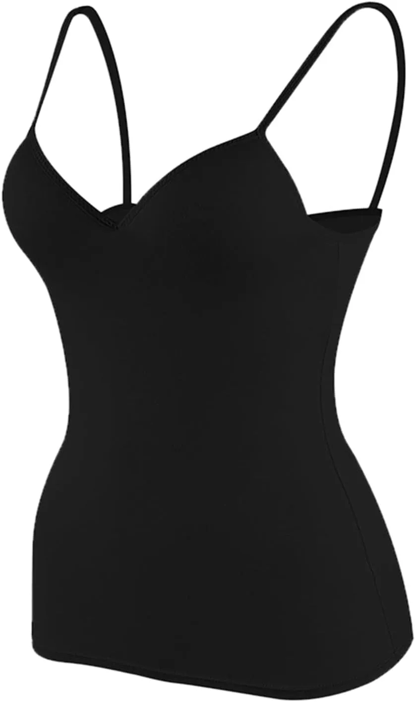 Women's Shelf Bra Camisole Tops Built in Bra Spaghetti Strap Workout Yoga Shirts Basic Layer Padded Bras Tank Tops