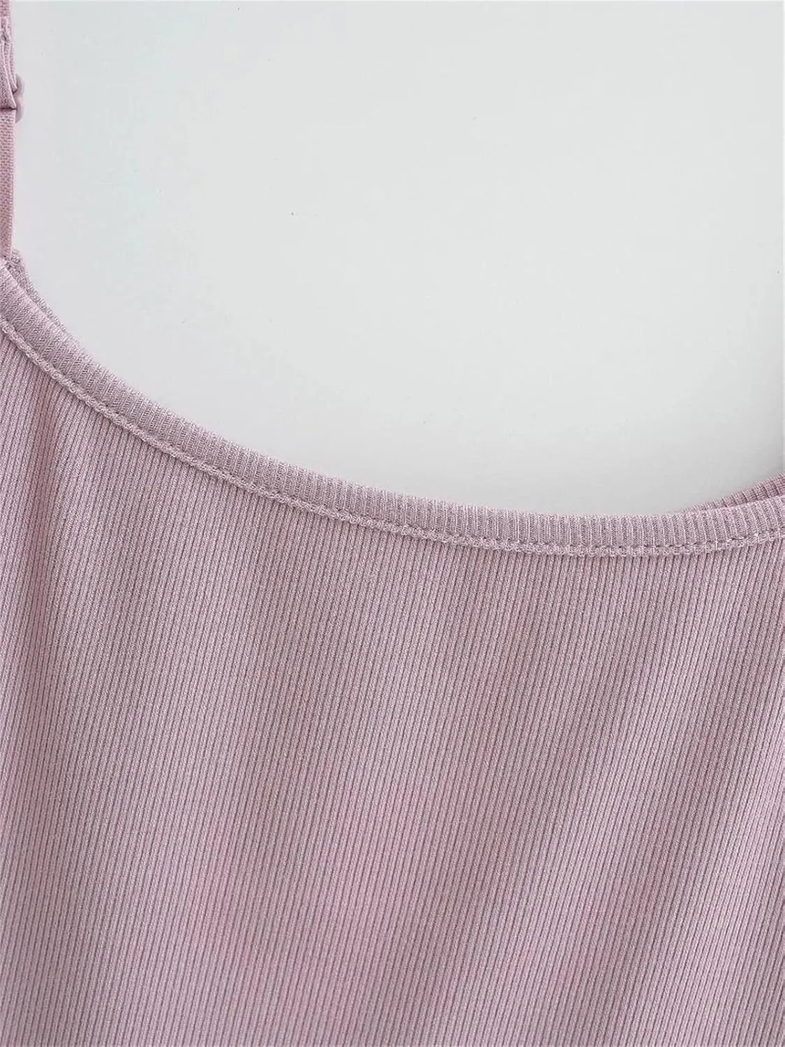 Women's Short Camisole Summer Square Neck Sleeveless Solid Color Casual Knit Top