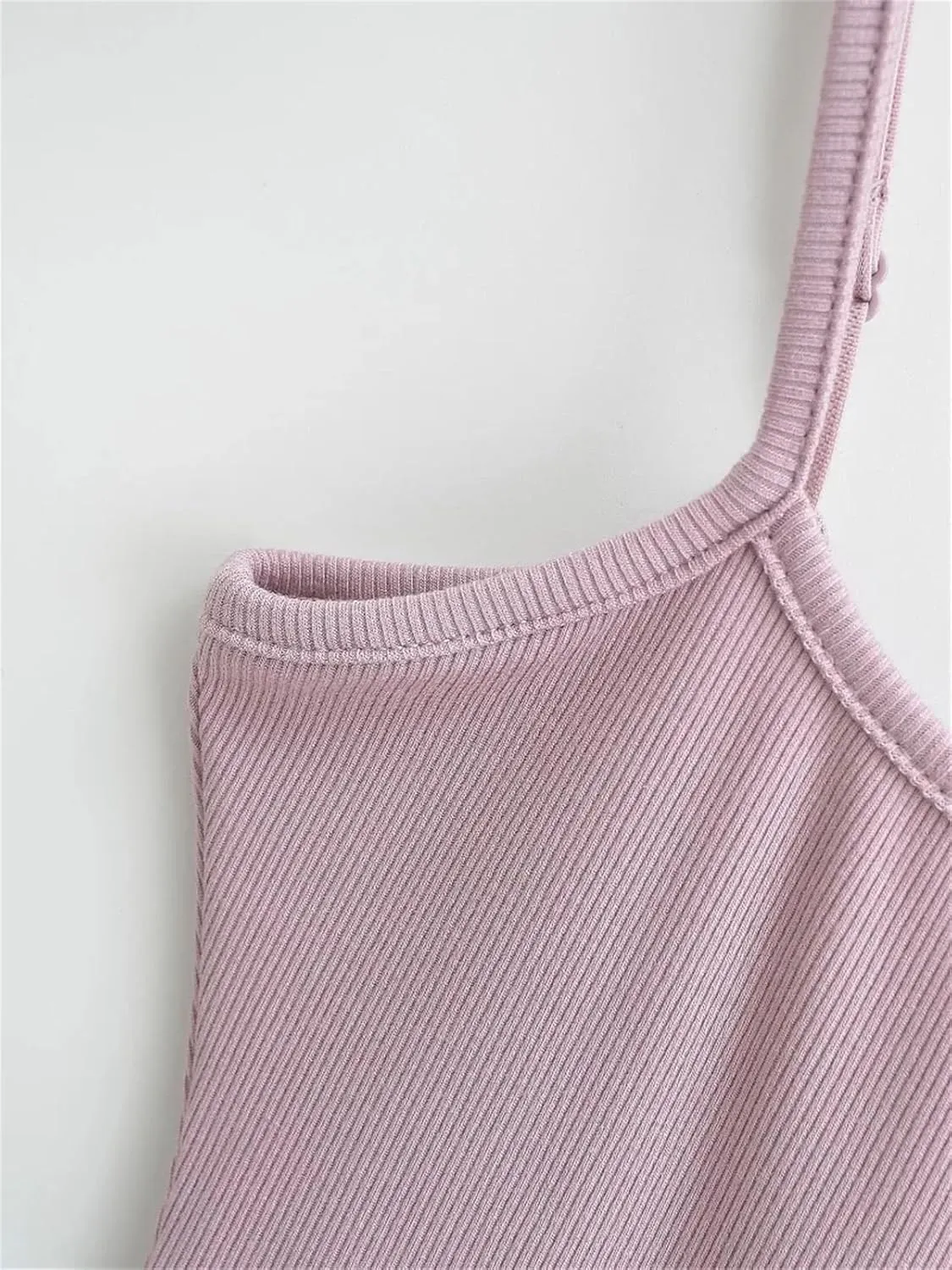 Women's Short Camisole Summer Square Neck Sleeveless Solid Color Casual Knit Top