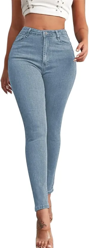 Women's Stretchy Skinny Jeans High Waisted Slim-Fit Butt Lifting Jeggings Sexy Comfy Plus Size Long Denim Pencil Pant