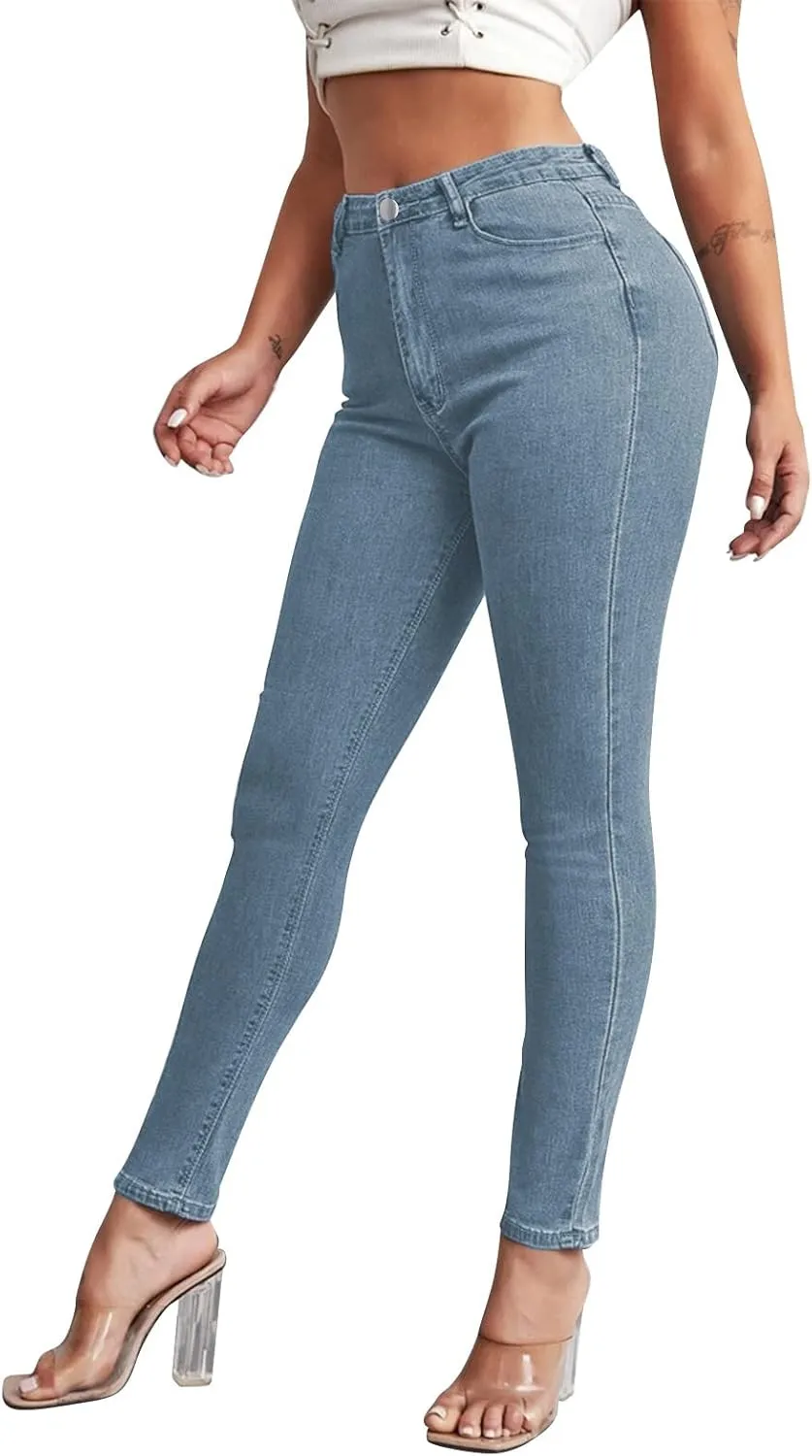 Women's Stretchy Skinny Jeans High Waisted Slim-Fit Butt Lifting Jeggings Sexy Comfy Plus Size Long Denim Pencil Pant