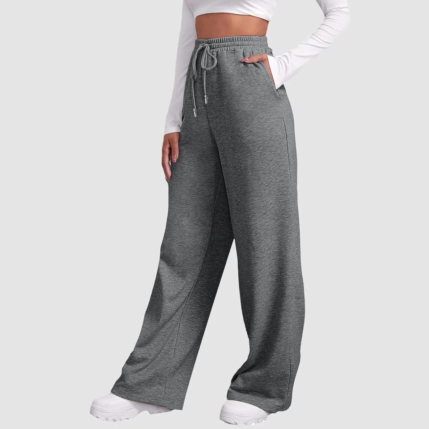 Womens Sweatpants 2025 Baggy High Waisted Wide Leg Trousers Loose Drawstring Elastic Waist Athletic Pant with Pocket