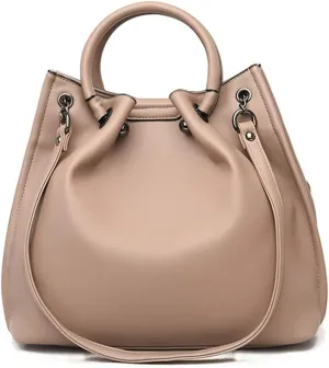 Women's Top-handle Satchel PU Leather Bucket Handbag Shopper Shoulder Bag Purses