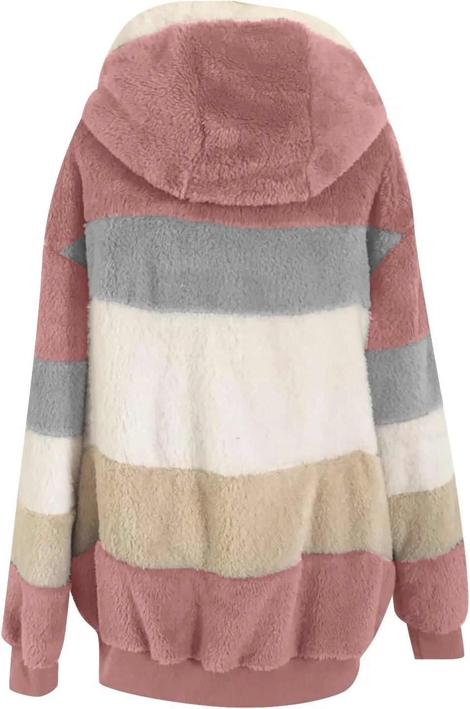 Women's Winter Coats Casual Fleece Jacket Sherpa Fuzzy Faux Shearling Coat Warm Hooded Zip Up Fuzzy Overcoat Outwear
