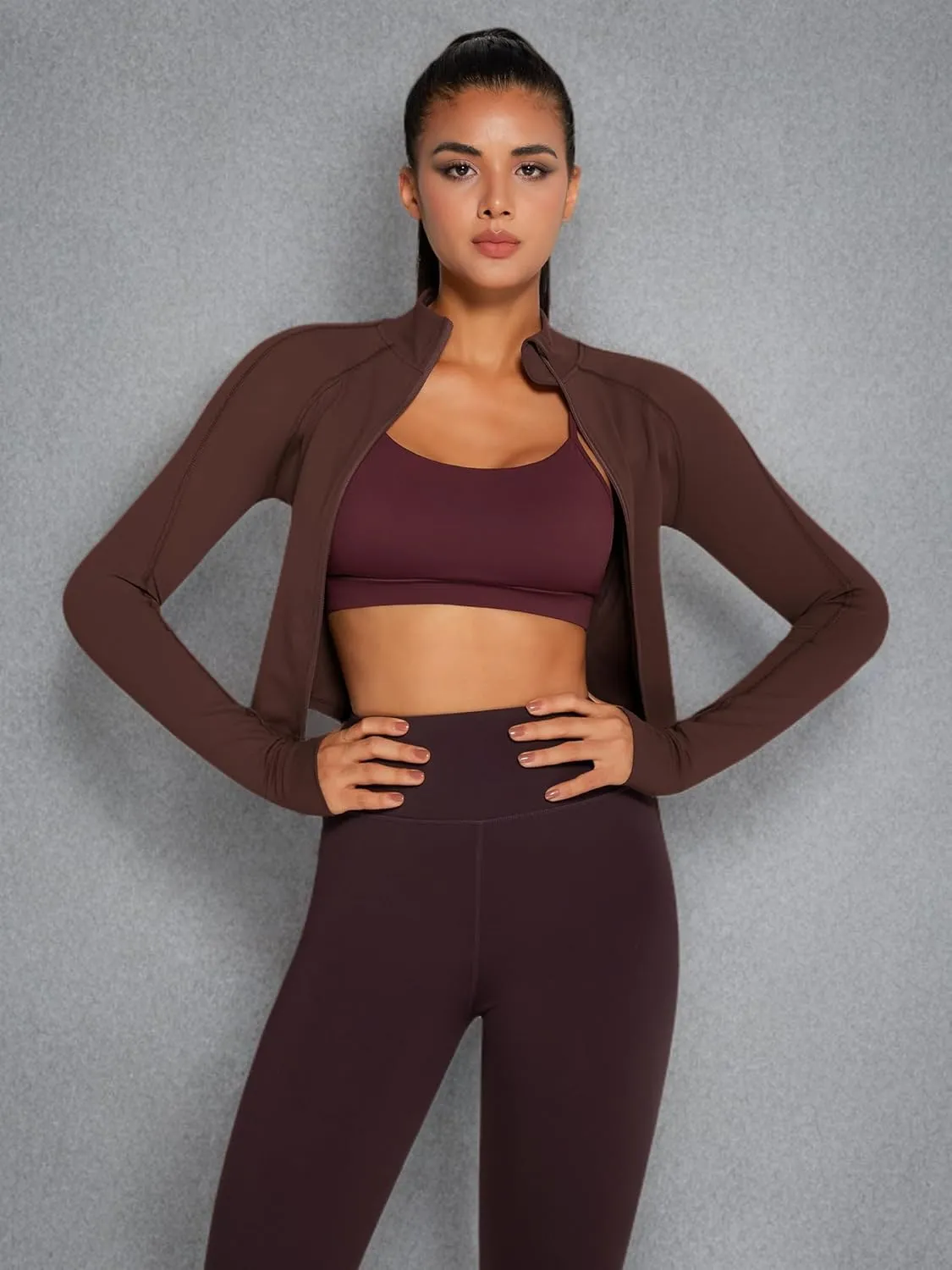 Womens Zip Up Bbl Jacket Lightweight Cropped Athletic Jacket Track Gym Workout Jackets for Running Yoga Hiking