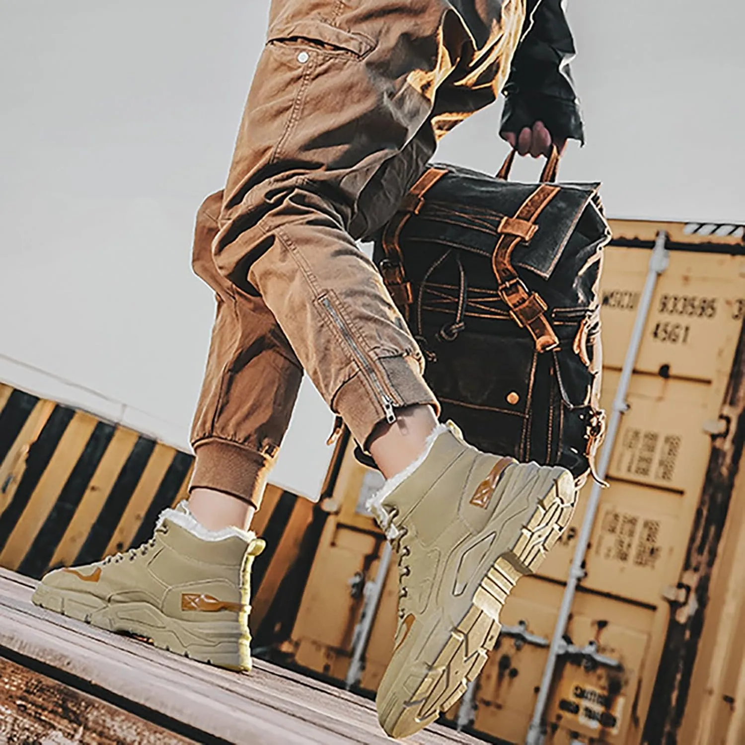 Work Boots for Men Soft Toe Hiking Sneakers Shoes with Fur Lined Women Safety Shoes Wide Width Waterproof Platform Botas Slip Resistant Hike Grounded Footwear