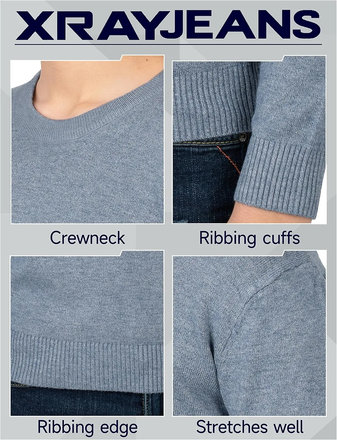 X RAY Boys Crewneck Sweater (XS - XXL), School Uniform Big Boys' & Little Kids Youth Crew Neck Long Sleeve Pullover