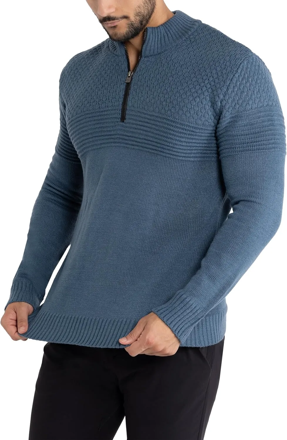 X RAY Mens Quarter Zip Pullover Sweater, Slim Fit Knit Long Sleeve Polo Quarter Zip Pullover Golf Sweatshirt for Men