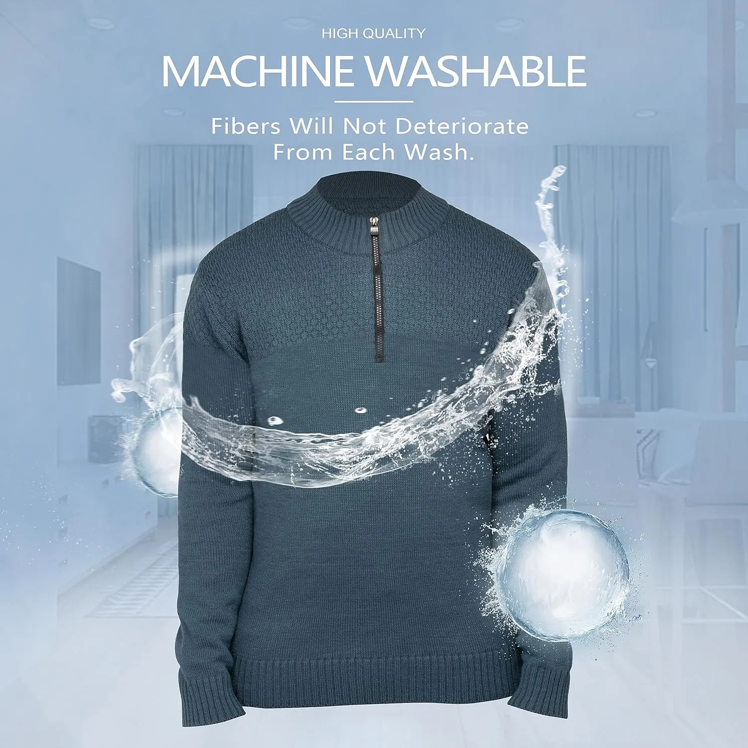 X RAY Mens Quarter Zip Pullover Sweater, Slim Fit Knit Long Sleeve Polo Quarter Zip Pullover Golf Sweatshirt for Men