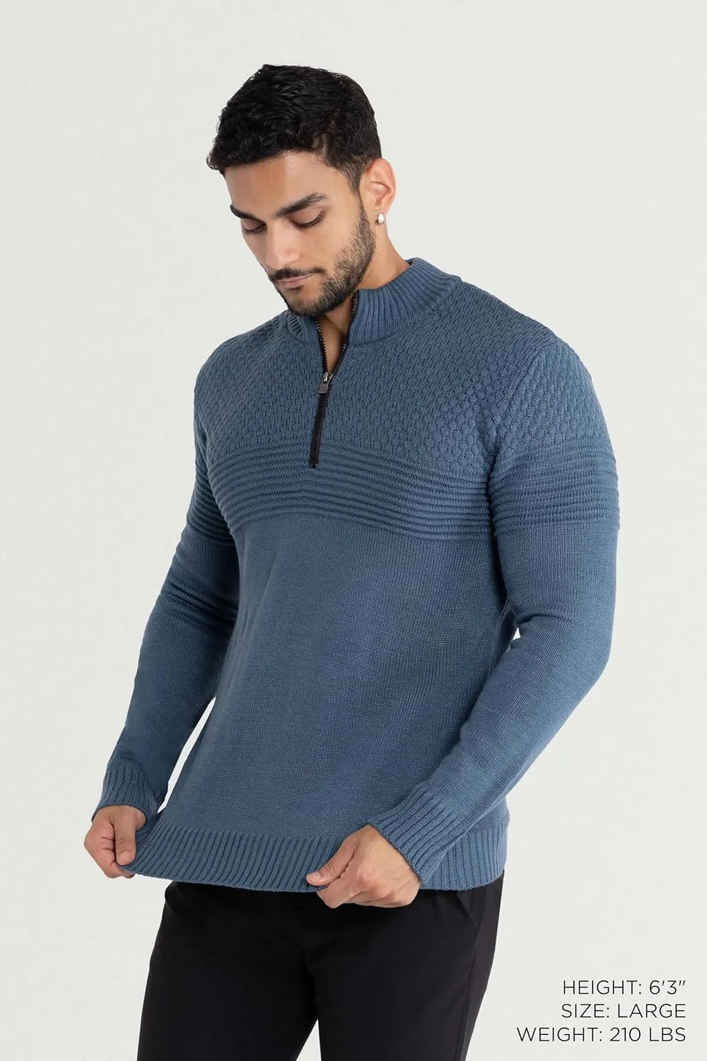 X RAY Mens Quarter Zip Pullover Sweater, Slim Fit Knit Long Sleeve Polo Quarter Zip Pullover Golf Sweatshirt for Men