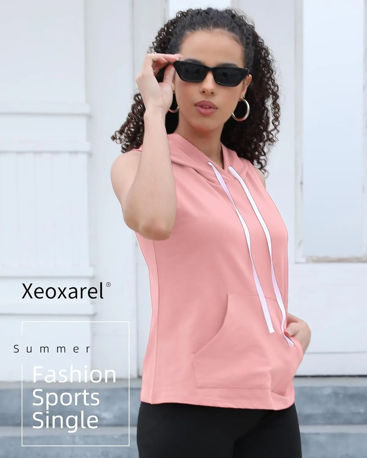 Xeoxarel Women's Sleeveless Tank Top Hoodies Vest with Pockets (S-XL)