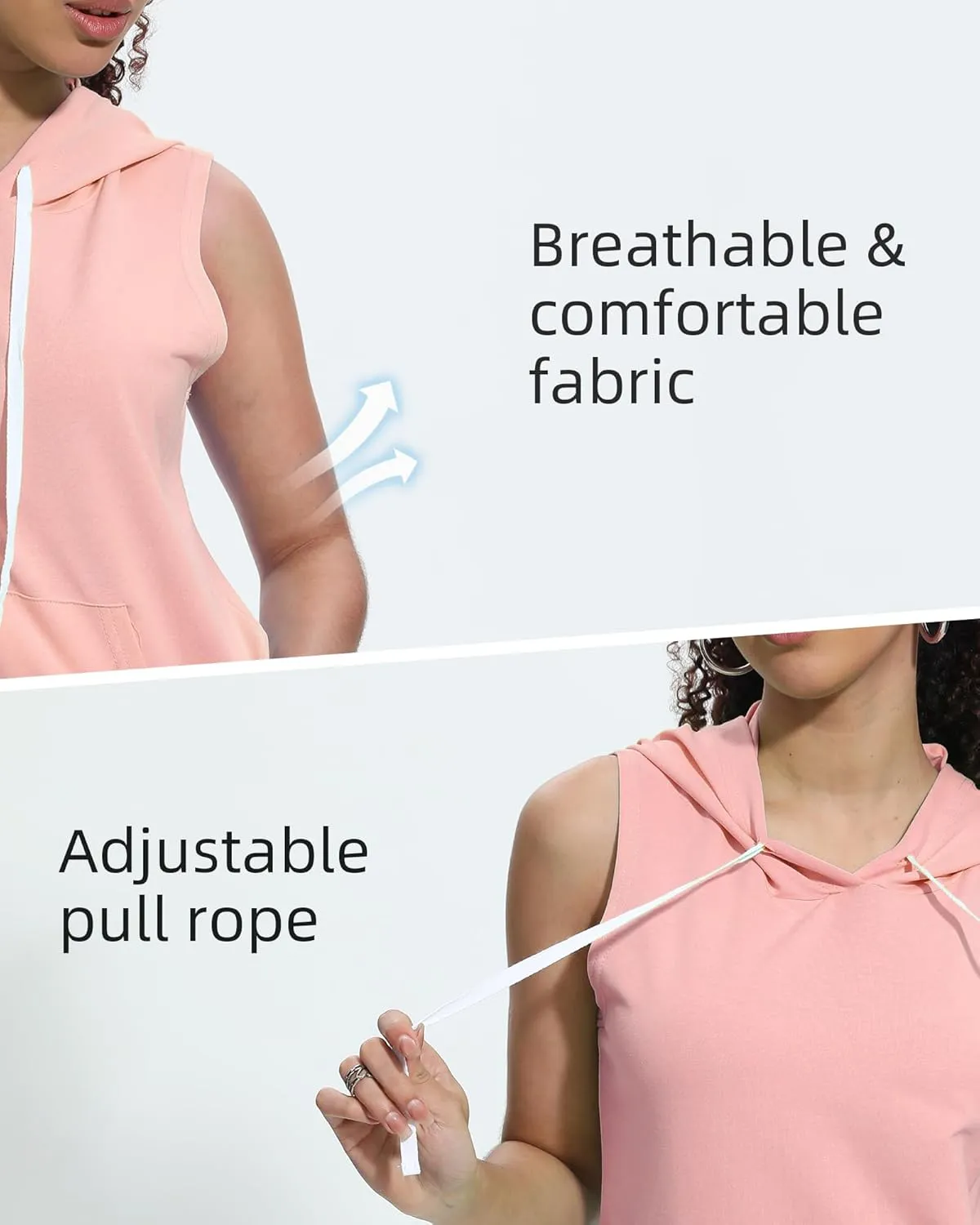Xeoxarel Women's Sleeveless Tank Top Hoodies Vest with Pockets (S-XL)