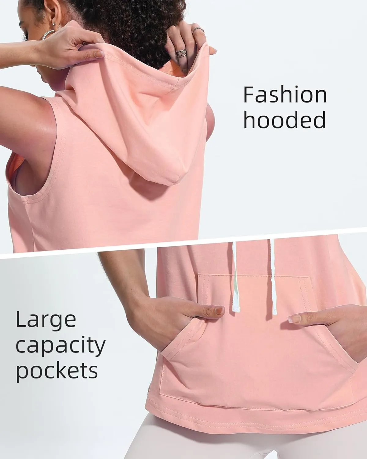 Xeoxarel Women's Sleeveless Tank Top Hoodies Vest with Pockets (S-XL)