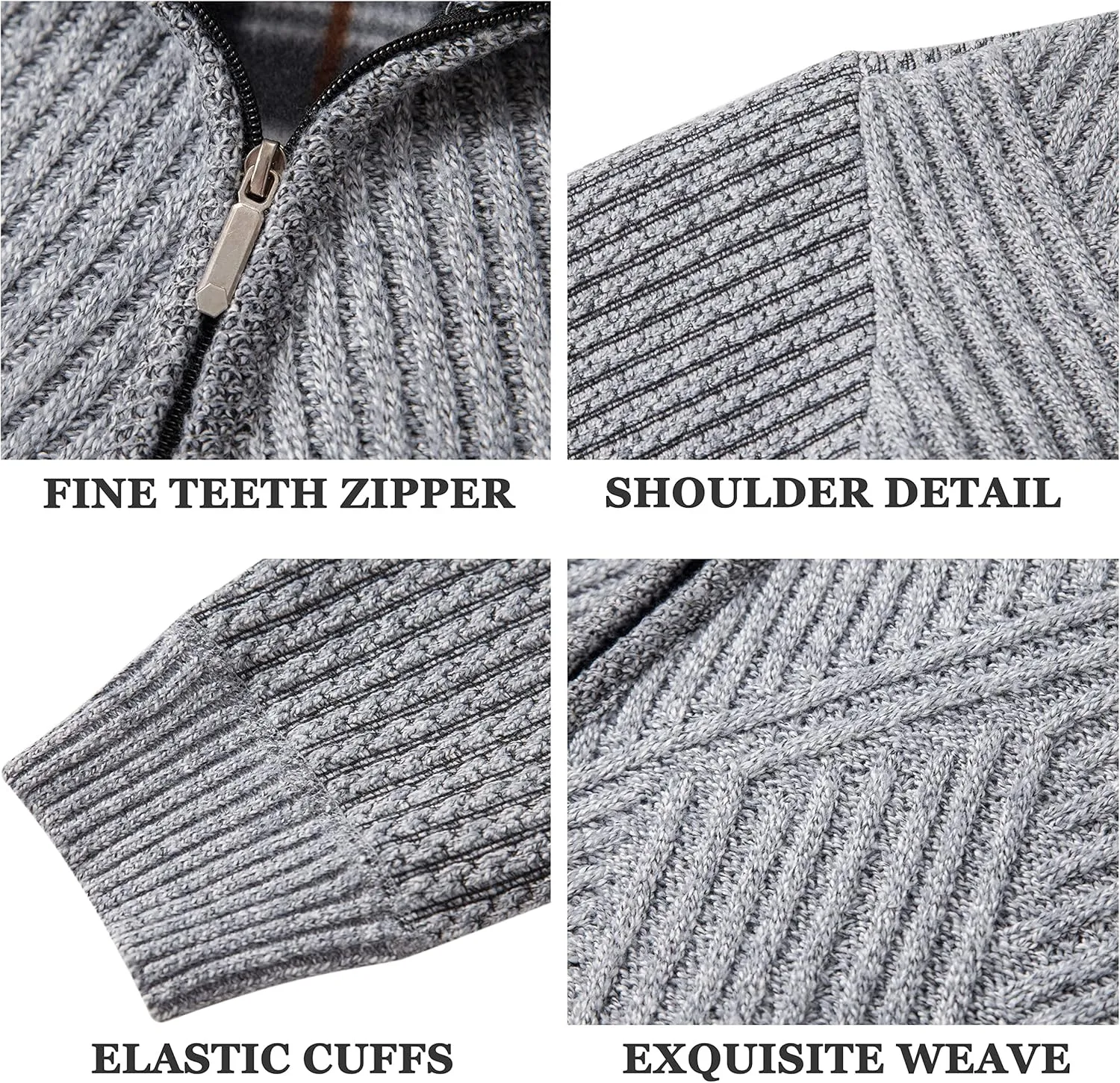 XinYangNi Men's Cardigan Sweaters Knit Zipper Casual Slim Fit Stand Collar with Full Zip and Pockets