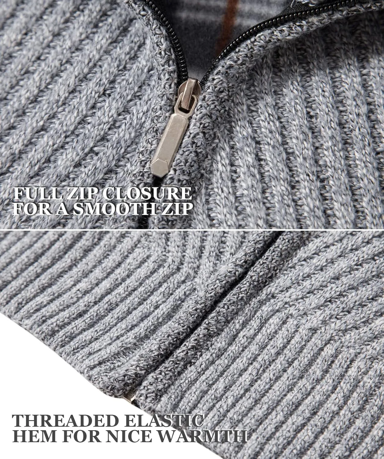 XinYangNi Men's Cardigan Sweaters Knit Zipper Casual Slim Fit Stand Collar with Full Zip and Pockets
