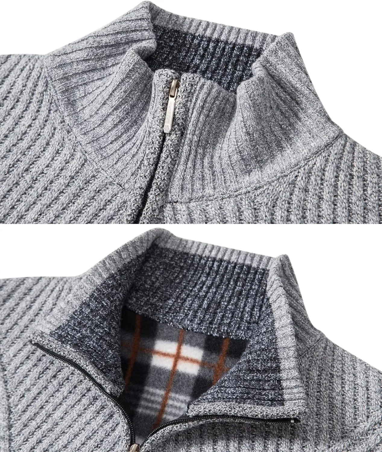 XinYangNi Men's Cardigan Sweaters Knit Zipper Casual Slim Fit Stand Collar with Full Zip and Pockets