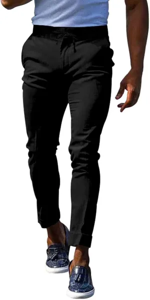 XUETON Mens Chinos Slim Fit Dress Pants Casual Business Office Work Skinny Stretch Golf Pants Comfort Lightweight Flat Front Tapered Pants Slacks with Pockets Black