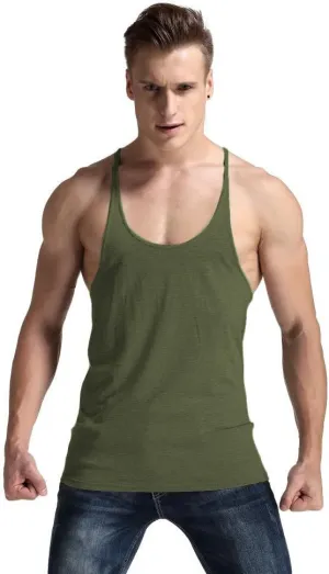 YAKER Men's Fitness Gym Tank Top Singlet Bodybuilding Stringers Sleeveless Muscle Shirt
