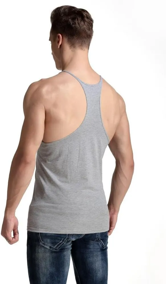 YAKER Men's Fitness Gym Tank Top Singlet Bodybuilding Stringers Sleeveless Muscle Shirt