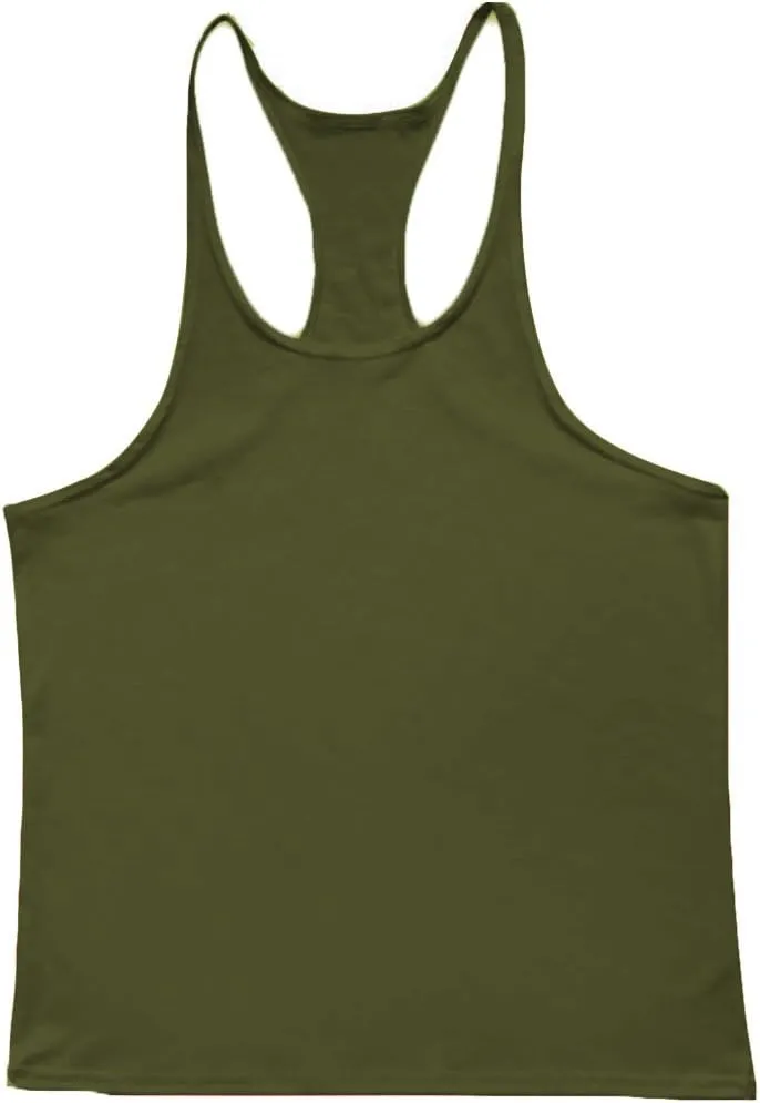 YAKER Men's Fitness Gym Tank Top Singlet Bodybuilding Stringers Sleeveless Muscle Shirt