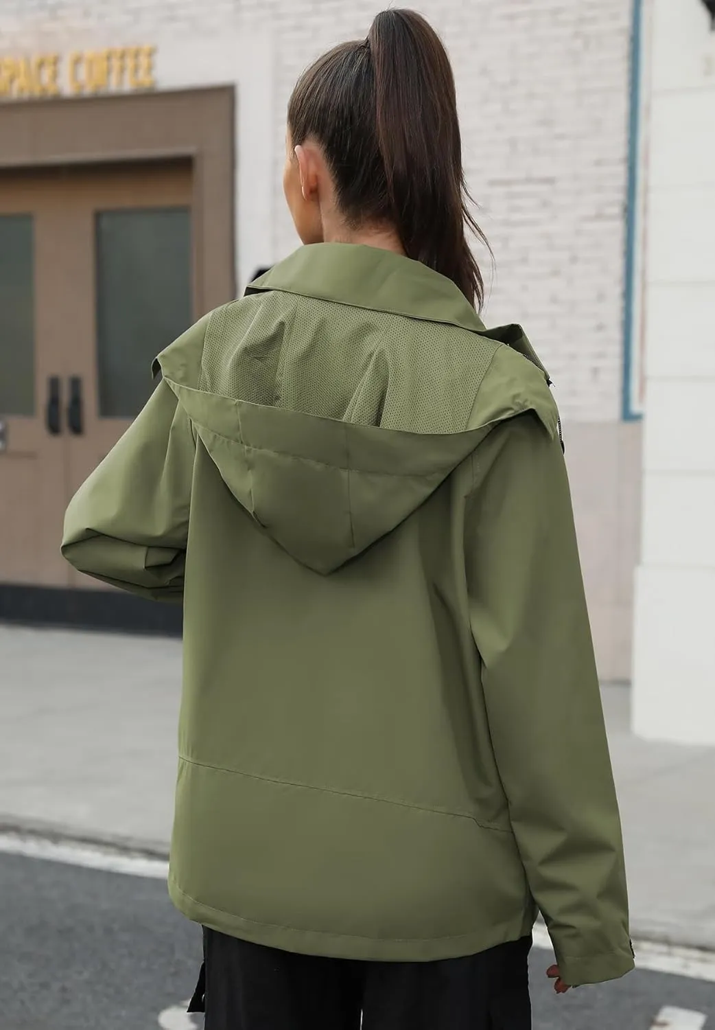 Zando Waterproof Rain Jacket Women Lightweight Raincoat for Women Loose Fit Windbreaker Jacket with Hood Hiking Outdoor