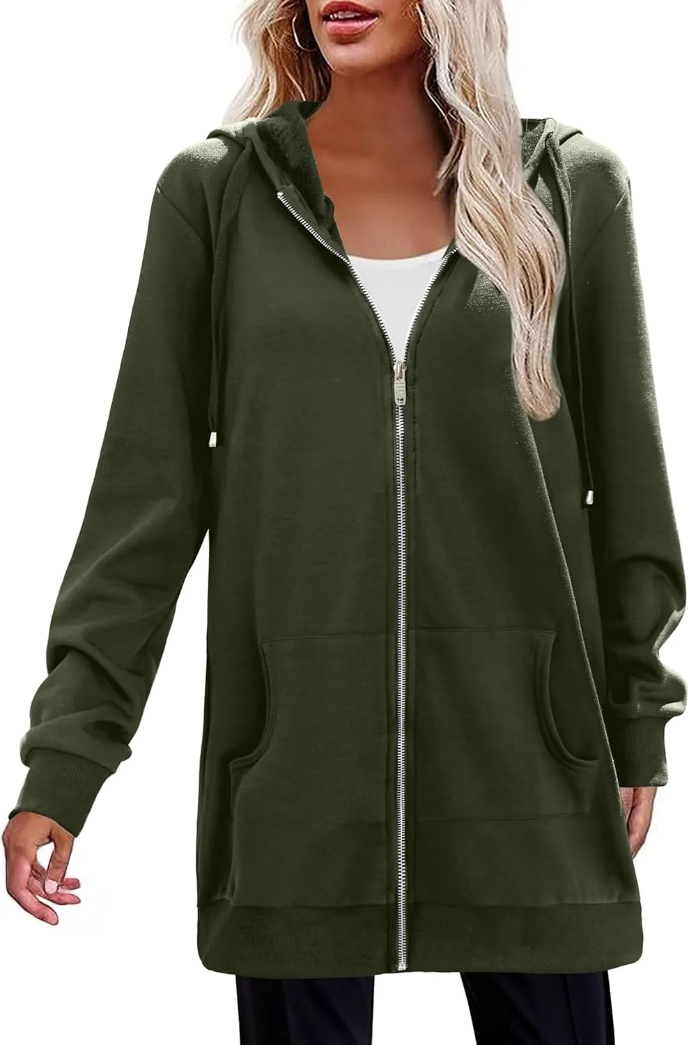 Zeagoo Zip Up Hoodies For Women Long Sleeve Oversized Sweatshirts Casual Lightweight Fleece Jackets With Pockets