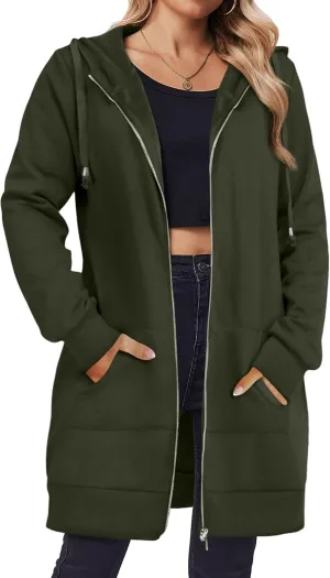 Zeagoo Zip Up Hoodies For Women Long Sleeve Oversized Sweatshirts Casual Lightweight Fleece Jackets With Pockets