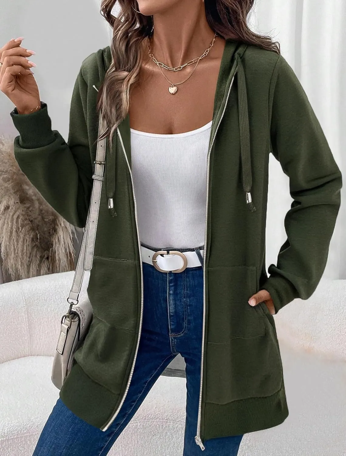 Zeagoo Zip Up Hoodies For Women Long Sleeve Oversized Sweatshirts Casual Lightweight Fleece Jackets With Pockets