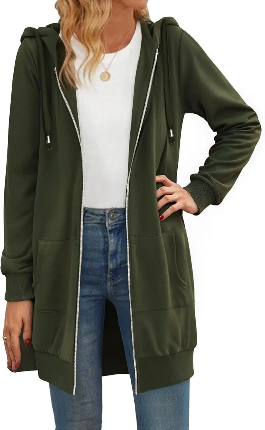 Zeagoo Zip Up Hoodies For Women Long Sleeve Oversized Sweatshirts Casual Lightweight Fleece Jackets With Pockets