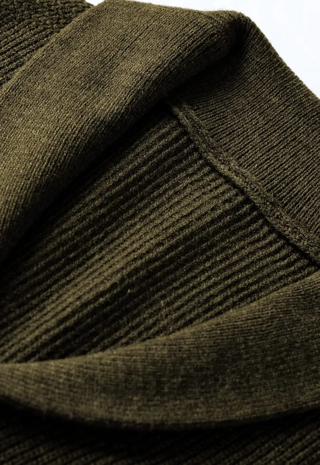ZHILI Men's Shawl Collar Cardigan Sweater Slim Fit Cable Knit Button up Black Merino Wool Sweater