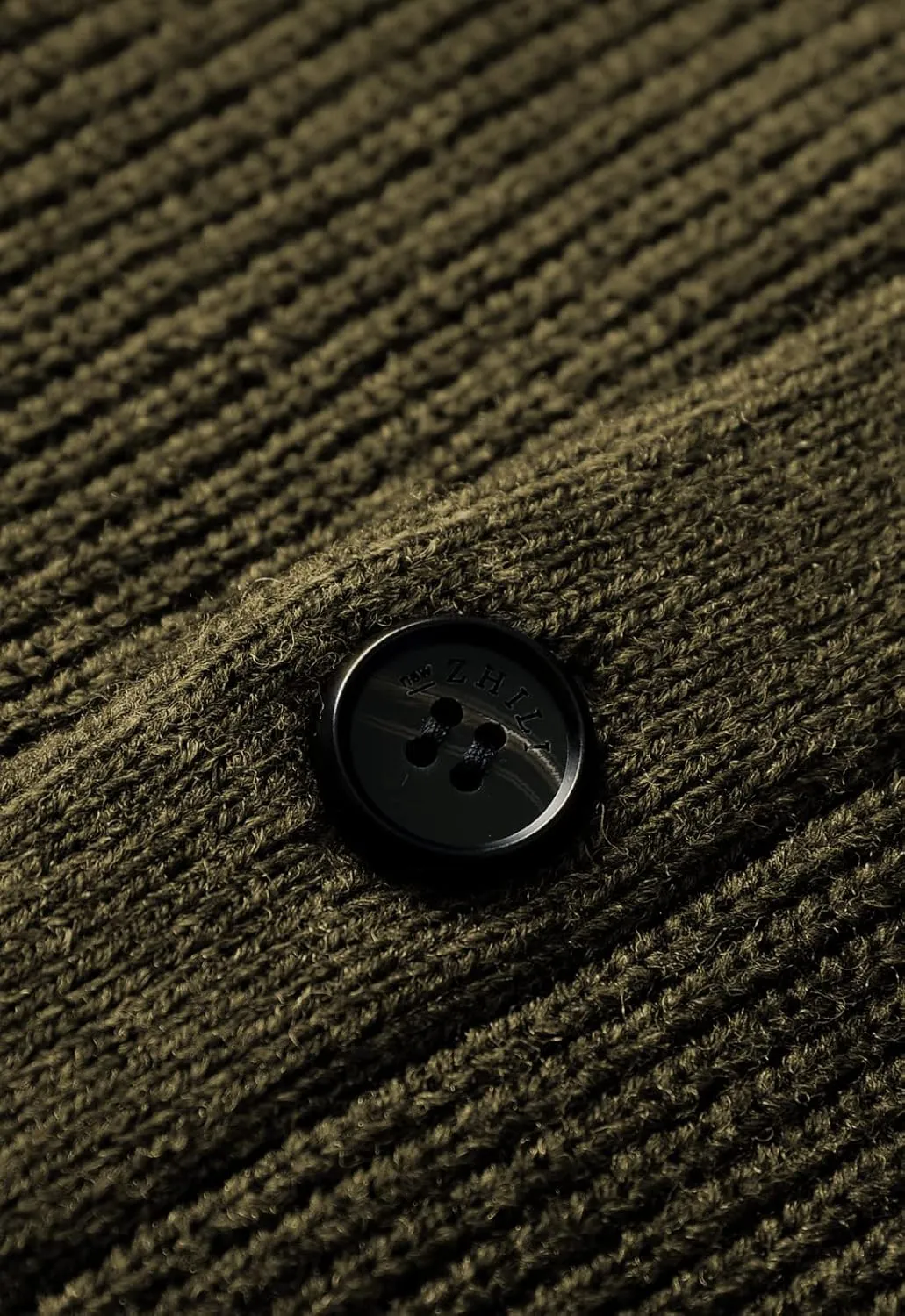 ZHILI Men's Shawl Collar Cardigan Sweater Slim Fit Cable Knit Button up Black Merino Wool Sweater
