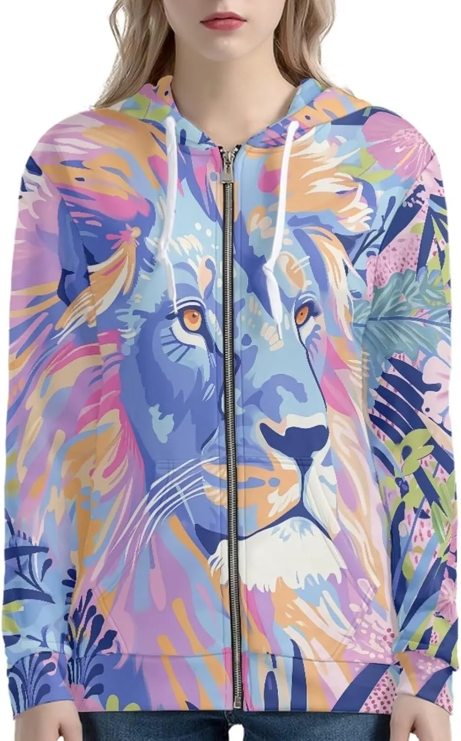 Zip Up Hoodie with Pocket Womens Hoodies for Fall Spring Streetwear Long Sleeve Tops