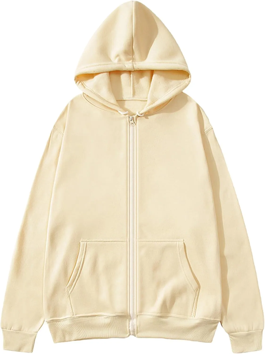 Zip Up Hoodie Women Long Sleeve Oversized Fleece Sweatshirt Comfy Fall Fashion Hooded Jackets Pullover with Pocket