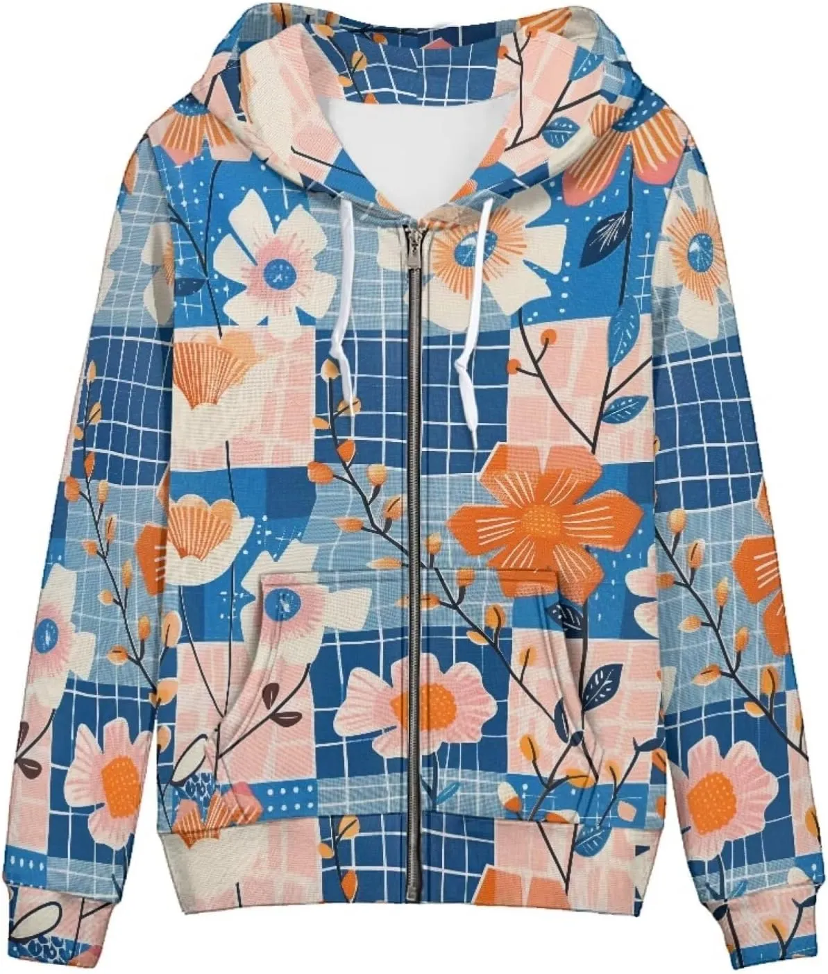Zip Up Hoodies Women Oversize Hooded Sweatshirt with Pockets Long Sleeve Zipper Tops for Women Pullover Coat