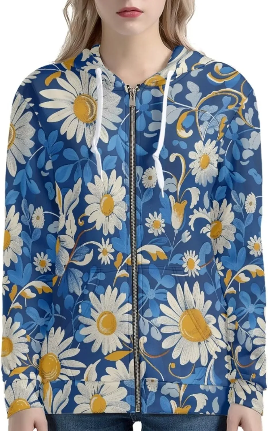 Zip Up Hoodies Women Oversize Hooded Sweatshirt with Pockets Long Sleeve Zipper Tops for Women Pullover Coat