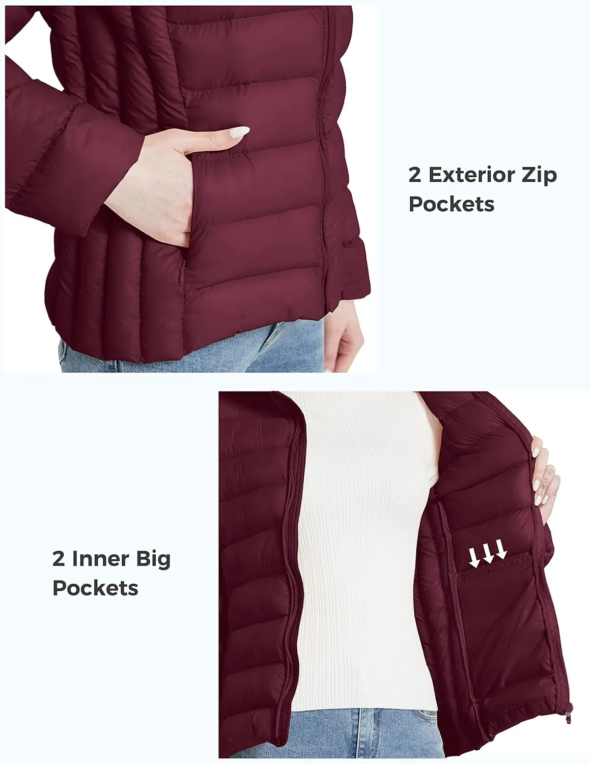 ZSHOW Women's Packable Puffer Jacket Windproof Lightweight Winter Coat